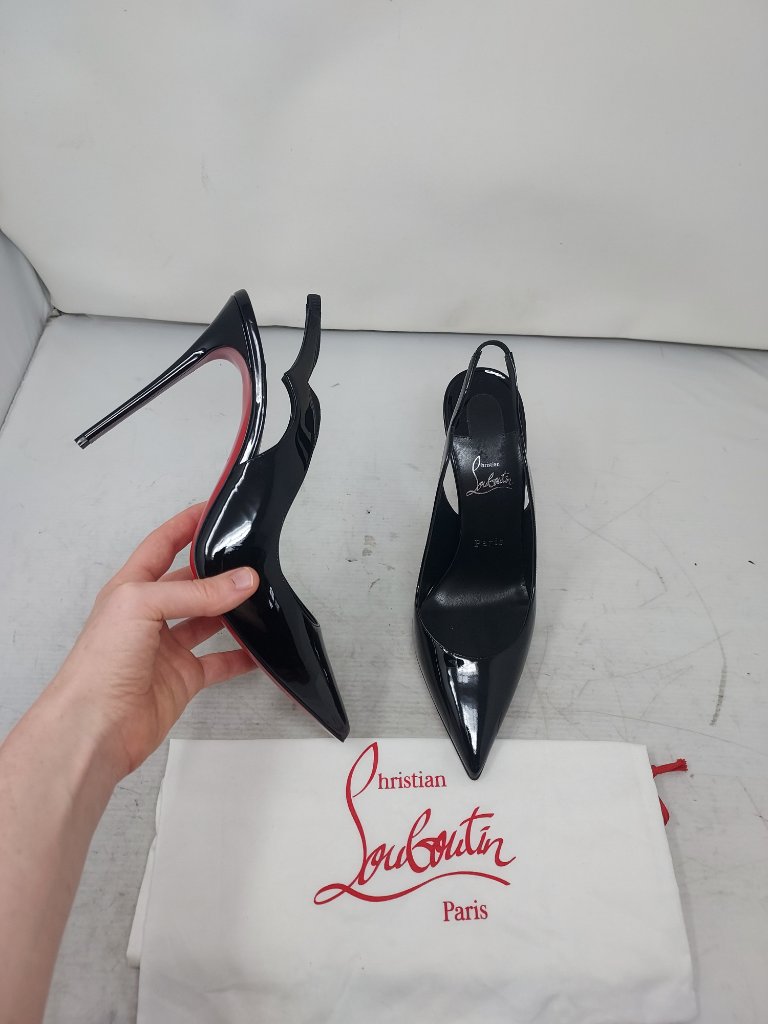 Christian Louboutin Black Patent Hot Chick Slingback Pump